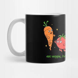 Eat Veggie Live Healthy Stay Happy Mug